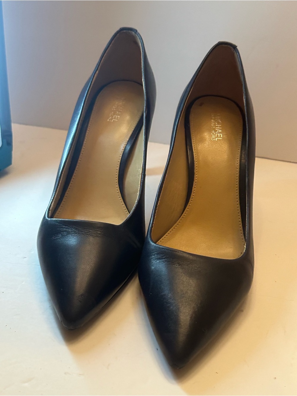 Michael Kors Black Leather Pointed-Toe Pumps